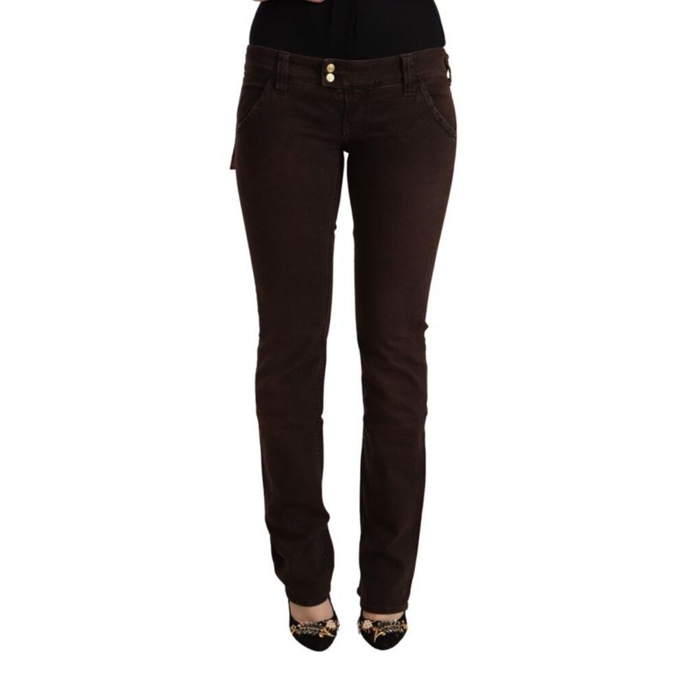 CYCLE Brown Cotton Stretch Low Waist Slim Fit Denim Women's Jeans